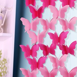 2 Pieces 3D Paper Butterfly Banner Hanging Decorative Garland for Wedding, Baby Shower, Birthday and Theme Decor, 118 Inches Long, Pink and Purple