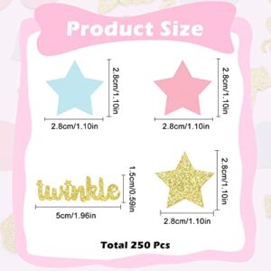 MIKIMIQI 250 Pieces Twinkle Star Glitter Confetti for Baby Shower, Gender Reveal Confetti Gold Blue Pink Stars Confetti Glittery Confetti for Gender Reveal Party Decorations Stars Birthday Party Supplies