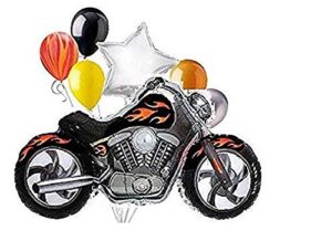7 new balloons party black motorcycle set any occasion birthday favors decor biker rally race party favors decor fundraiser