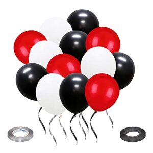 120 pack 10″ red black and white party balloons, classic colored party decoration supplies diy birthday graduation balloons for party birthday lumberjack baby shower pirate ladybug race car