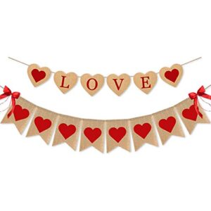 swyoun burlap love banner with heart for valentines day wedding party anniversary day decorations supplies