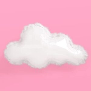 xo, fetti white cloud balloon w/ feather trim – 27″ | birthday decoration, bachelorette backdrop, cool baby shower decor, pastel bday supplies, fun photo booth, party decorations