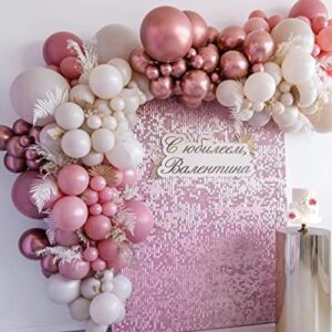 Pink Balloon Garland Kit, 125PCS Marve Pink and Gold Balloons Garland Arch with White Sand Metallic Rose Gold Balloons for Women Happy Birthday Decorations Baby Shower Wedding Party Background