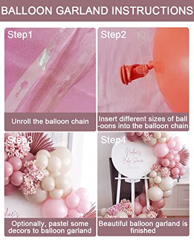 Pink Balloon Garland Kit, 125PCS Marve Pink and Gold Balloons Garland Arch with White Sand Metallic Rose Gold Balloons for Women Happy Birthday Decorations Baby Shower Wedding Party Background