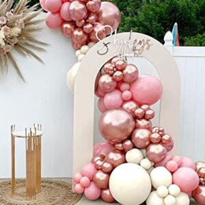 Pink Balloon Garland Kit, 125PCS Marve Pink and Gold Balloons Garland Arch with White Sand Metallic Rose Gold Balloons for Women Happy Birthday Decorations Baby Shower Wedding Party Background