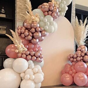 Pink Balloon Garland Kit, 125PCS Marve Pink and Gold Balloons Garland Arch with White Sand Metallic Rose Gold Balloons for Women Happy Birthday Decorations Baby Shower Wedding Party Background