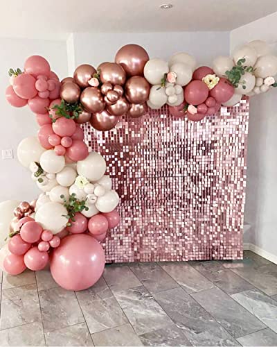 Pink Balloon Garland Kit, 125PCS Marve Pink and Gold Balloons Garland Arch with White Sand Metallic Rose Gold Balloons for Women Happy Birthday Decorations Baby Shower Wedding Party Background