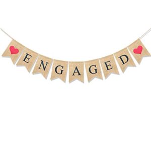 uniwish engaged banner burlap bunting garland bridal shower engagement party decorations rustic wedding save the date photo props