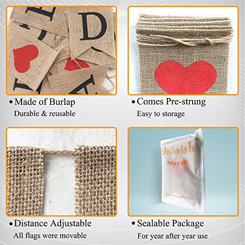 Uniwish Engaged Banner Burlap Bunting Garland Bridal Shower Engagement Party Decorations Rustic Wedding Save the Date Photo Props