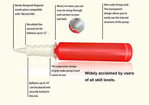 ESOLTON Balloon Pump Hand - 12.8" for Birthay Balloons Portable Manual Balloon Pump, Mini Hand Pump for Inflatables, Pool Floats, Party Garlands, Exercise and Yoga Balls