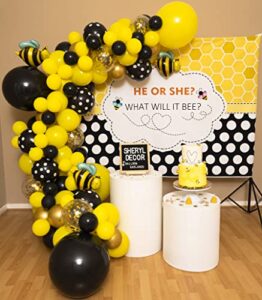 bee balloon arch & garland kit – mixed yellow and black balloons for bumble bee party – what will it bee gender reveal, honey bee baby shower, happy bee day, bee birthday party decorations & supplies