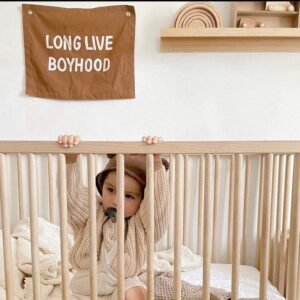 CHTech Long Live Boyhood Banner Wall Flag Wall Art for Nursery Modern Kids Room Decor Kids Banner Brown Flag