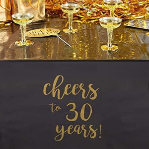 Black Plastic Tablecloth for 30th Birthday Party (54 x 108 in, 3 Pack)