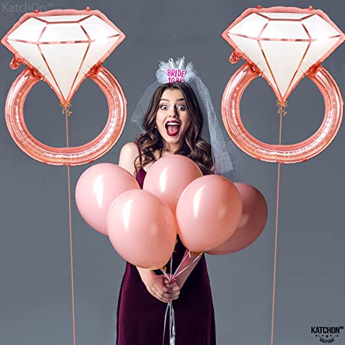 KatchOn, Rose Gold Diamond Ring Balloon - 31 Inch | 2 Piece, Engagement Ring Balloons | Diamond Balloons for Engagement Decor | Balloon Ring for Bachelorette Party Decorations, Wedding, Bridal Shower