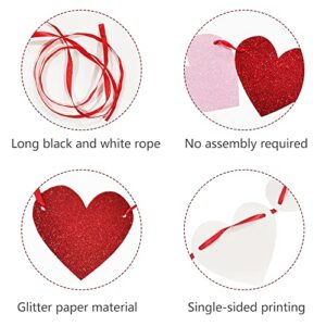 Happy Valentines Day Banner, Glittery Heart Banners Garland Use for Valentine's Day Anniversary Wedding Engagement Party Home Decorations