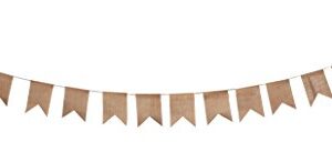 Plain Burlap Banner Flags DIY Burlap Pennant Banners for Birthday, Wedding, Graduation, Baby Shower; 30FT 30 Fishtail PCs; by Mandala Crafts