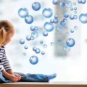 XIAOMAN Transparent Bubble Wall Decal Sticker Cutout Kid's Under The Sea Birthday Party Decoration Blue White Colour Bubble Ocean Background Decor Water Soap Bath Decor for Mermaid Baby Shower (Blue)