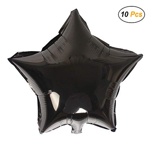 18" Star Balloons Foil Balloons Mylar Balloons for Party Decorations Party Supplies, Black, 10 Pieces