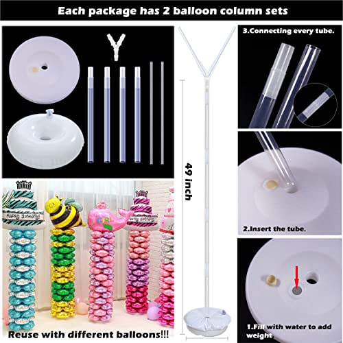 50th Birthday Decorations Kit for Women Men,6.5 Feet Tall 50 Birthday Balloon Column for 50th Birthday and Anniversary Party Decorations (Black & Gold)