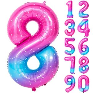 40 inch starry blue number balloons helium foil mylar balloon birthday party banquet decoration (starry blue 8)