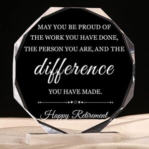 acrylic retirement gift acrylic plaque happy retirement table centerpiece inspirational gift may you be proud of the work paperweight keepsake for women retired teacher coworker (elegant style)