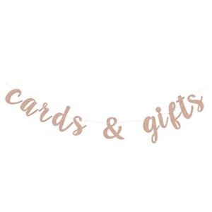 cards & gifts banner candy bar reception dessert table bunting for wedding bridal shower engagement birthday party decorations paper sign – rose gold