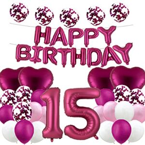 sweet 15th birthday balloon 15th birthday decorations happy 15th birthday party supplies burgundy number 15 foil mylar balloons latex balloon gifts for girls,boys,women,men