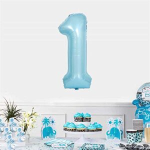 JANOU Number 1 Blue Balloon 40 Inch Big Helium Foil Balloons 1st Birthday Baby Shower Wedding Party Decoration