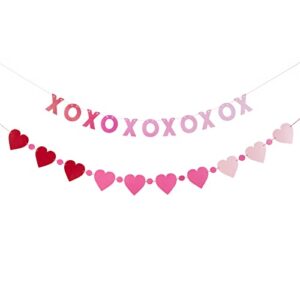 sunbeauty xoxo heart garland banner valentines day decorations red and pink valentines banner xoxo banner heart garland for wedding proposal engagement bachelorette party decor (xoxo)