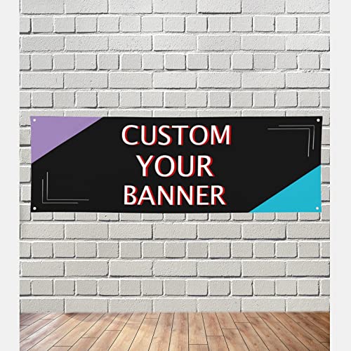 Custom Banners And Signs Customize Indoor Outdoor Personalized Photo Text Banner Home Decoration for Birthday Party Business Graduation Wedding Event (6' x 2')