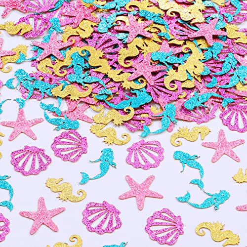 Mermaid Confetti for Table, 200 Pack Sea Animal Under the Sea Confetti for Girls Mermaid Birthday Party Supplies Baby Shower Decorations