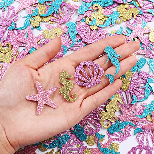 Mermaid Confetti for Table, 200 Pack Sea Animal Under the Sea Confetti for Girls Mermaid Birthday Party Supplies Baby Shower Decorations