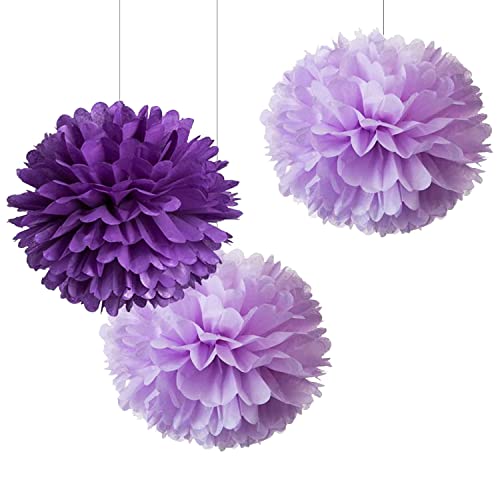 Purple Bridal Shower Decorations Bachelorette Party Decorations Purple Silver White Tissue Pom Pom Bride To Be Banner Purple White Balloons for Engagement Party /Wedding Shower /Hen Party