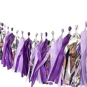 Purple Bridal Shower Decorations Bachelorette Party Decorations Purple Silver White Tissue Pom Pom Bride To Be Banner Purple White Balloons for Engagement Party /Wedding Shower /Hen Party