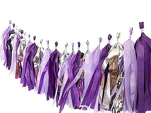 Purple Bridal Shower Decorations Bachelorette Party Decorations Purple Silver White Tissue Pom Pom Bride To Be Banner Purple White Balloons for Engagement Party /Wedding Shower /Hen Party