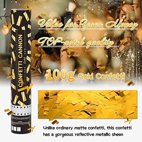 Party Poppers Confetti Shooters BOHOPOP Confetti Cannons 5 Packs (Gold) Confetti Popper Air Powered for Birthday, Wedding,Graduation, New Years Eve, Photos or Any Other Celebration With Party Poppers…