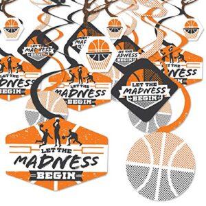Big Dot of Happiness Basketball - Let The Madness Begin - College Basketball Party Hanging Decor - Party Decoration Swirls - Set of 40