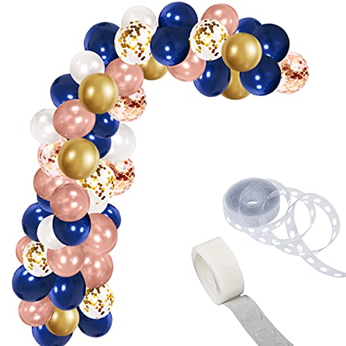 112Pcs Navy Blue Rose Gold Balloons Garland Kit, Gender Reveal Decorations Navy Blue and Rose Gold Balloons Arch - Wedding Birthday Party Supplies, Bridal & Baby Shower Decor