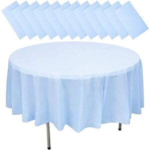 Round Plastic Party Tablecloth for up to 72-Inch Table (Blue, 84-Inch, 12-Pack)