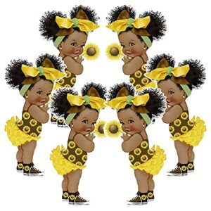 sunflower african american girl cutouts party decoration single sided baby shower birthday (10 inches tall)