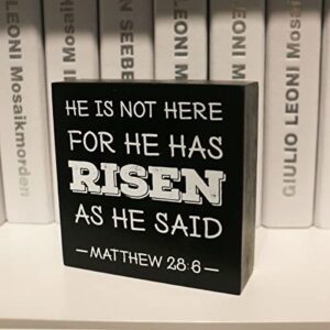 He Is Risen Easter Decorations For The Home, Religious Wooden Table Signs Block Christian Easter Decor, Farmhouse Easter Decor For Tiered Tray, Rustic Easter Gifts For Family Office Classroom