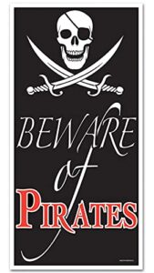 beistle beware of pirates door cover,black/white/red