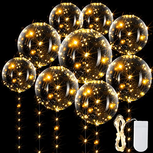 45 Pack LED Bobo Balloons 20 Inches Light up Balloons Clear Helium Bubble Bobo Glow Balloons with String Lights for Parties Valentines's Day Birthday Wedding Decoration