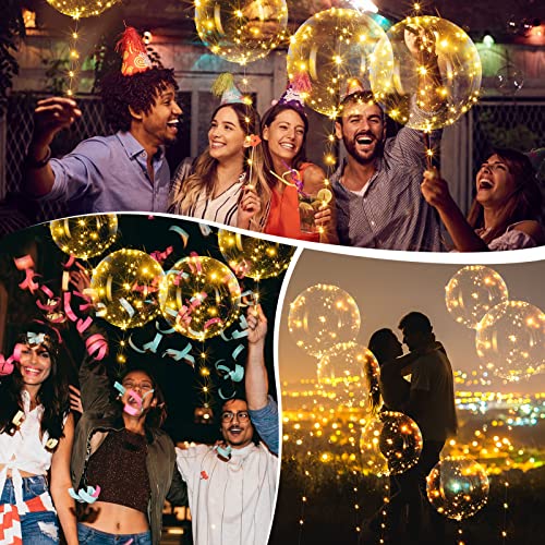 45 Pack LED Bobo Balloons 20 Inches Light up Balloons Clear Helium Bubble Bobo Glow Balloons with String Lights for Parties Valentines's Day Birthday Wedding Decoration