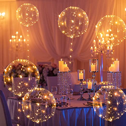 45 Pack LED Bobo Balloons 20 Inches Light up Balloons Clear Helium Bubble Bobo Glow Balloons with String Lights for Parties Valentines's Day Birthday Wedding Decoration