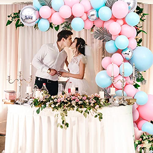 117Pcs Party Balloons Decoration Set, Pink Blue Balloon Silver 4D Balloon with Sunflower leaves for Baby Shower, Wedding, Birthday, Graduation, Anniversary Party