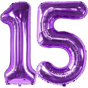 katchon, giant purple 15 balloons number – 40 inch | sweet 15 birthday decorations for girls | number 15 balloon, 15th birthday decorations for girls | 15 birthday balloons, quinceanera decorations