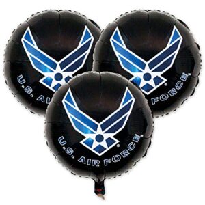 havercamp u.s. air force balloons (3 pcs.); 18” round mylar balloons with the air force logo. officially licensed by the u.s. air force military.