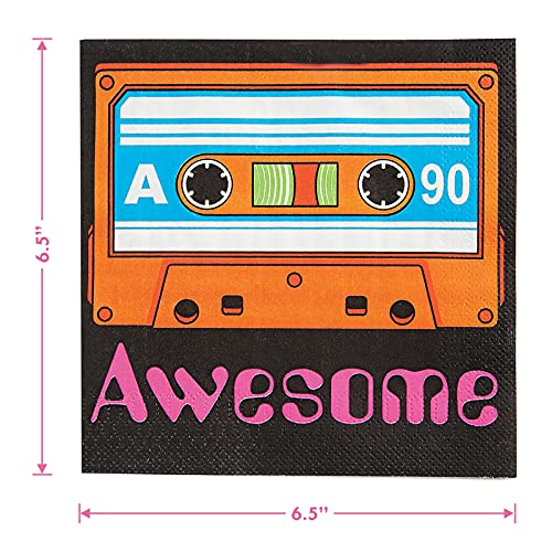 80s Party Dinner Plates and Napkins - Totally Awesome Throwback Theme (Serves 16)