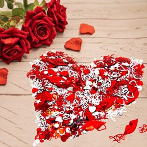 4000 Pieces Valentine Day Confetti Red Silver Mix Love Heart Confetti for Valentine's Day Wedding Anniversary Party